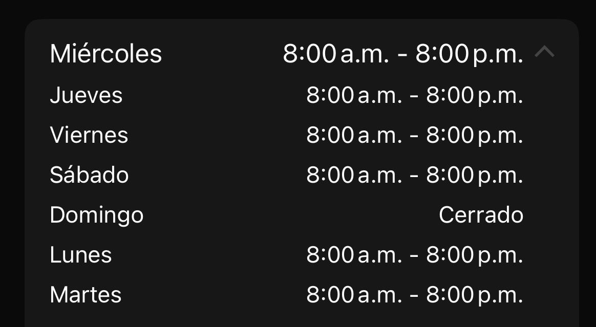Imagen con los horarios de atención